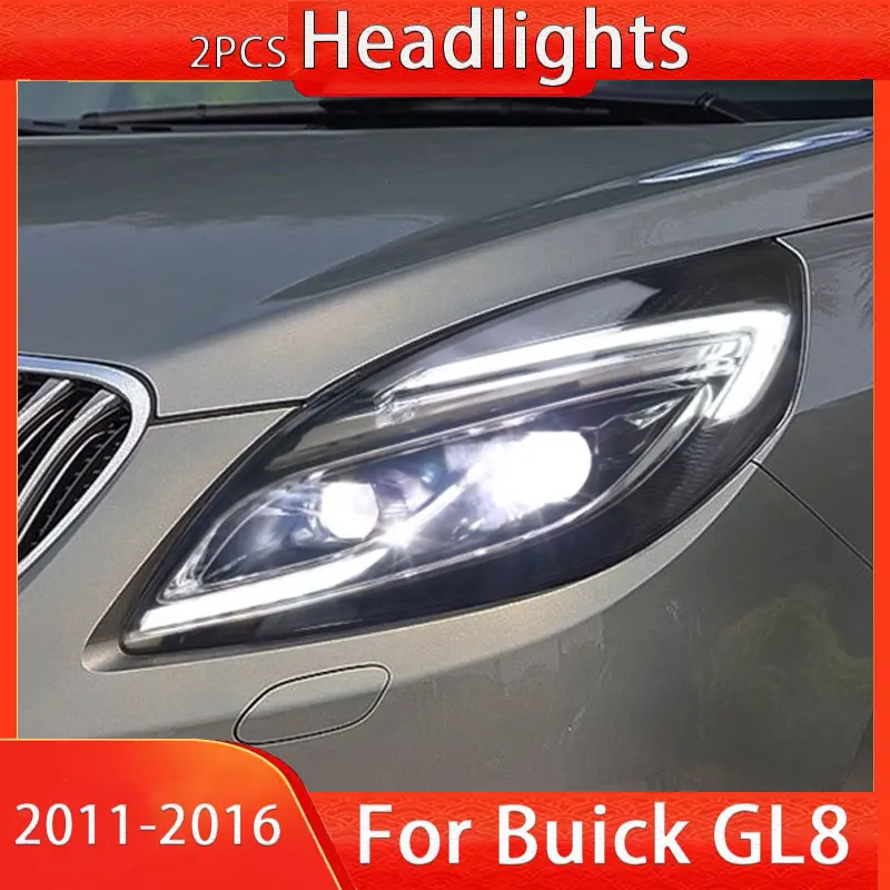 

Автомобильная передняя фара для Buick GL8 2011-2016, фары «подключи и работай» с детской лампой DRL, динамическая вращающаяся фара проектора