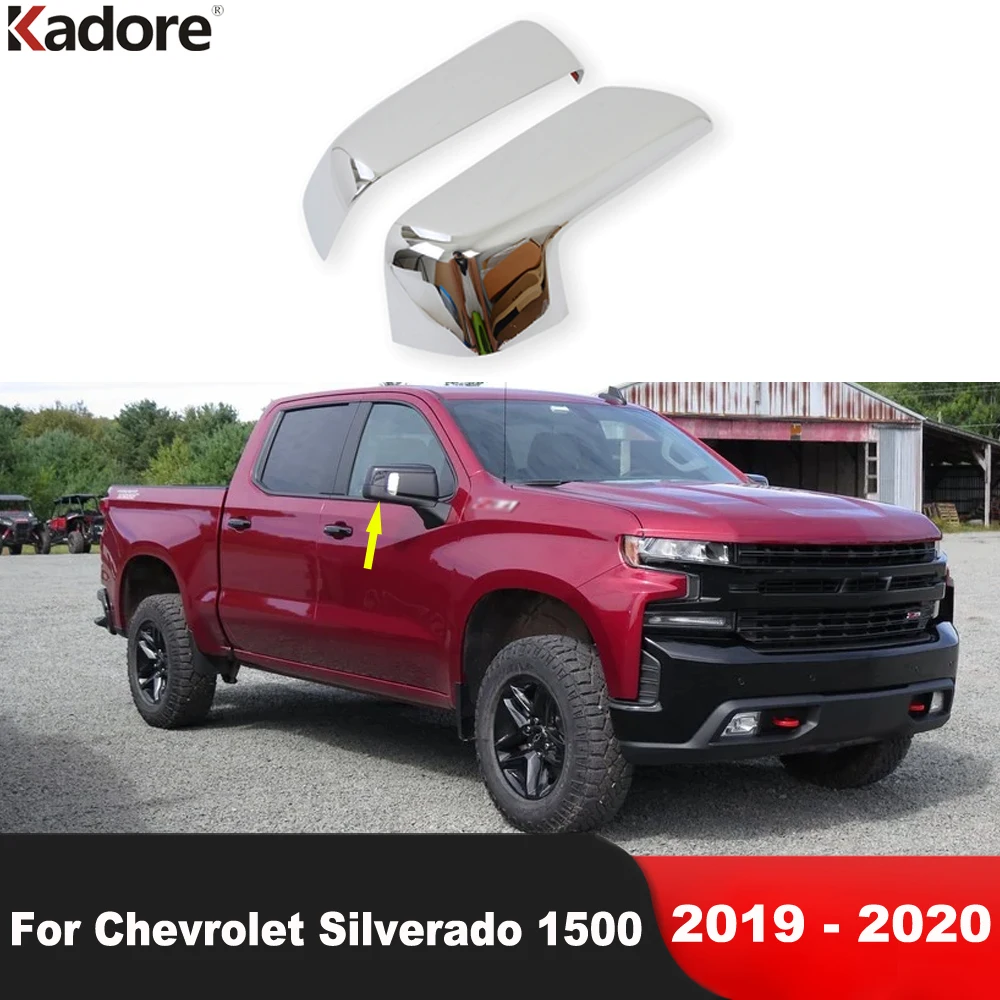 

Накладки на зеркала заднего вида для Chevrolet Silverado 1500 2019-2020, хромированные, для боковых зеркал, аксессуары
