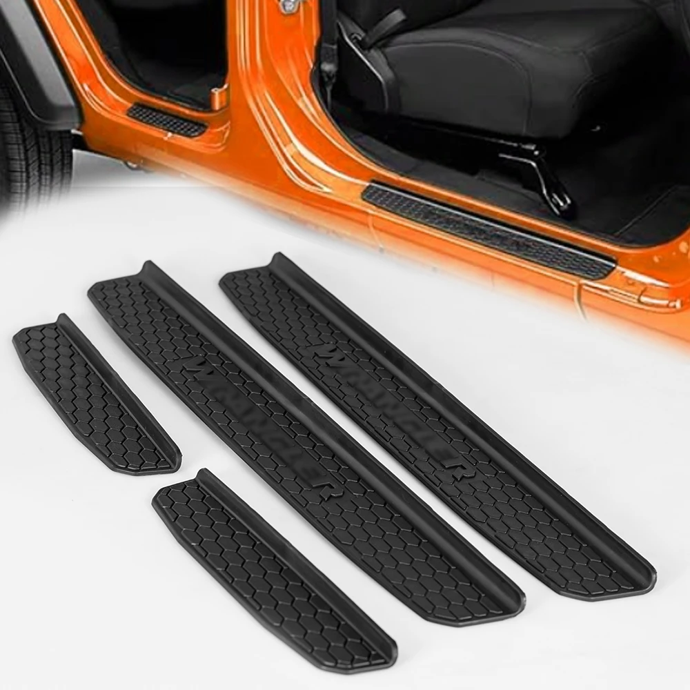 Набор защитных накладок на пороги для Jeep Wrangler JL2018, черные передние и задние автомобильные аксессуары