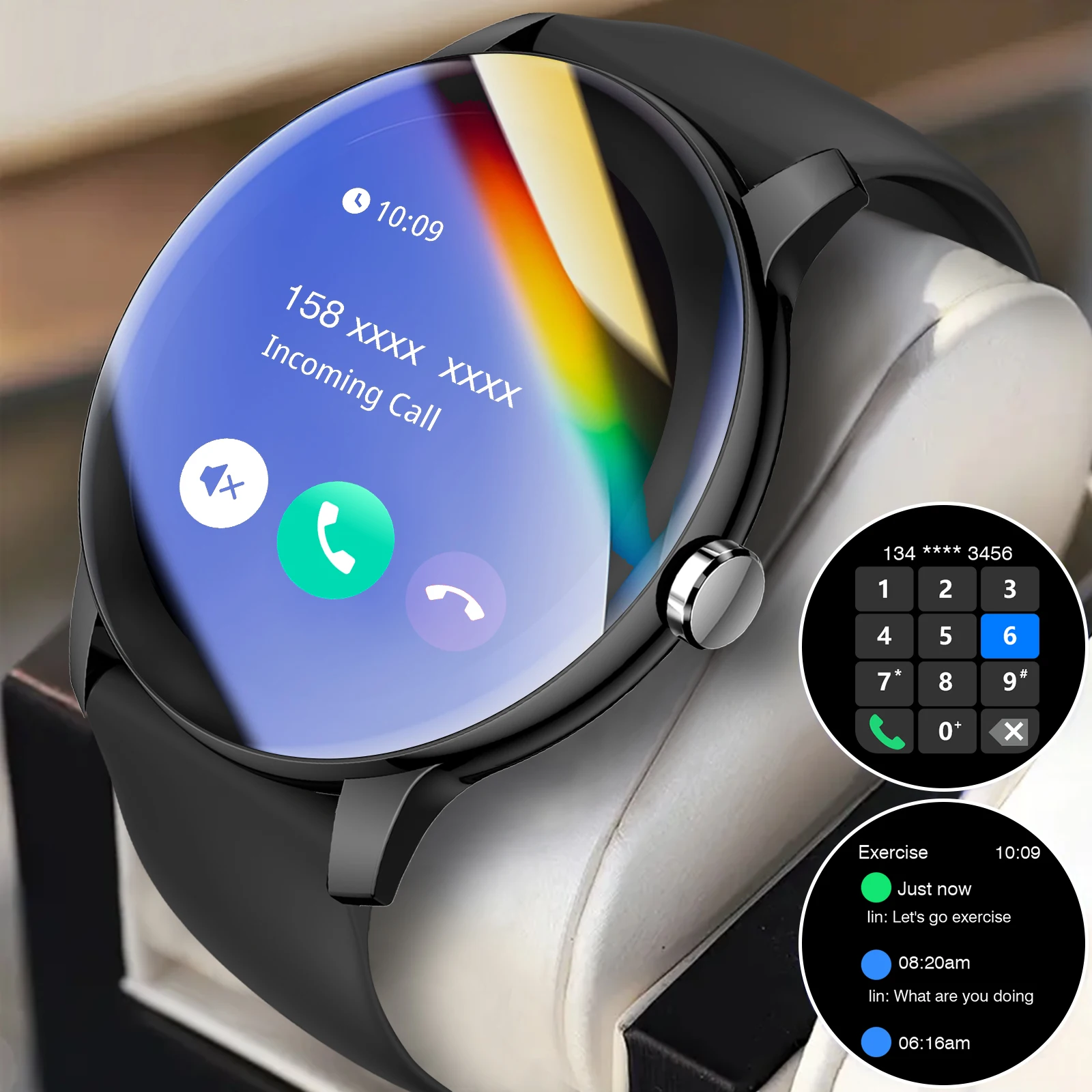 ساعة ذكية جديدة 2025 شحن لاسلكي Smartwatch بلوتوث المكالمات الساعات الرجال النساء سوار لياقة بدنية ساعة مخصصة الوجه + صندوق #1