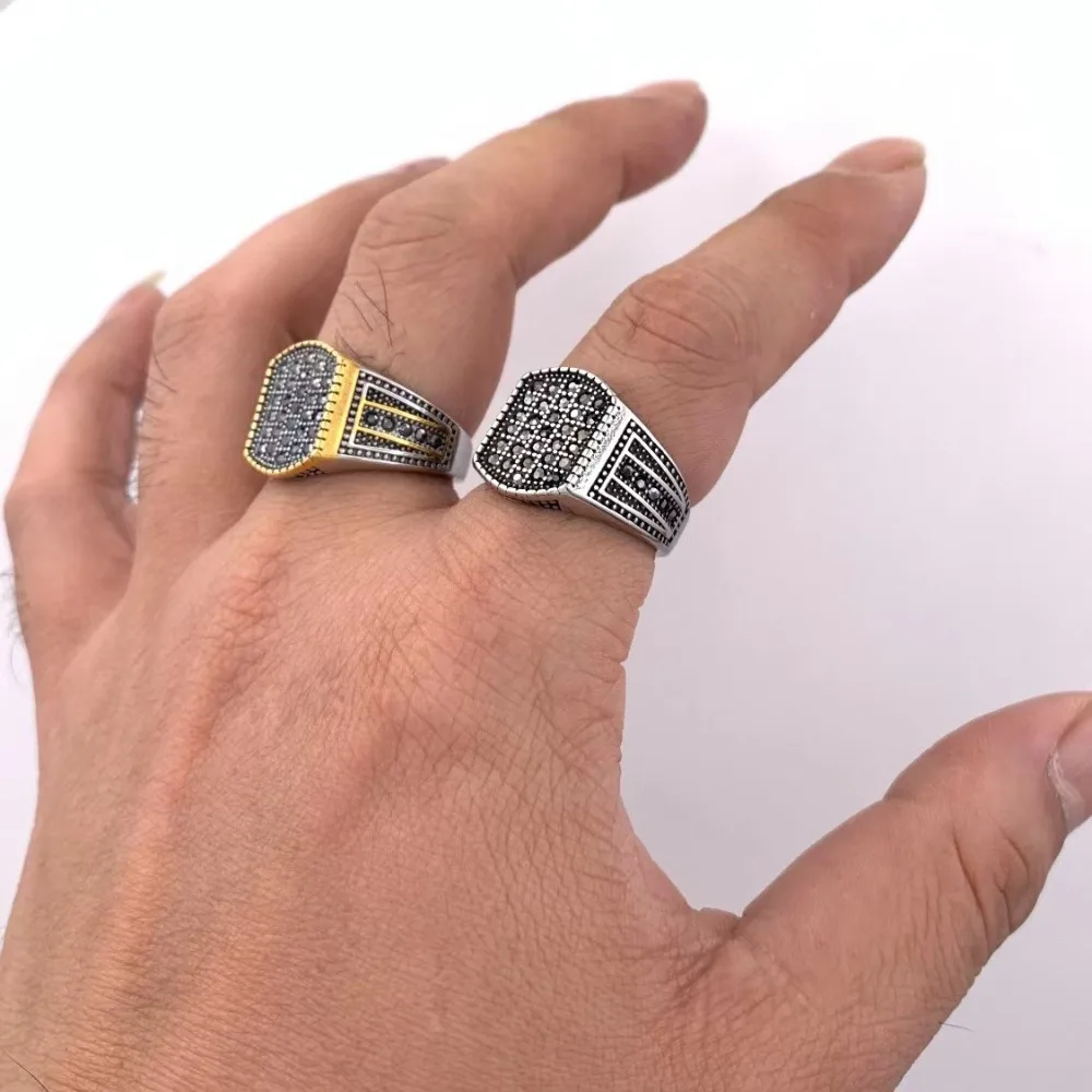 

Dropshipping Gothic Stainless Steel Geometry Ring Men Wedding Rings Womens Band Jewelry Gift Anel