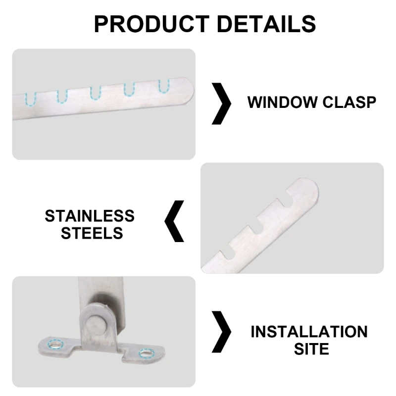 2Pcs Adjustable Window Limiters Stainless Steel Window Lock for Home Office Dropship