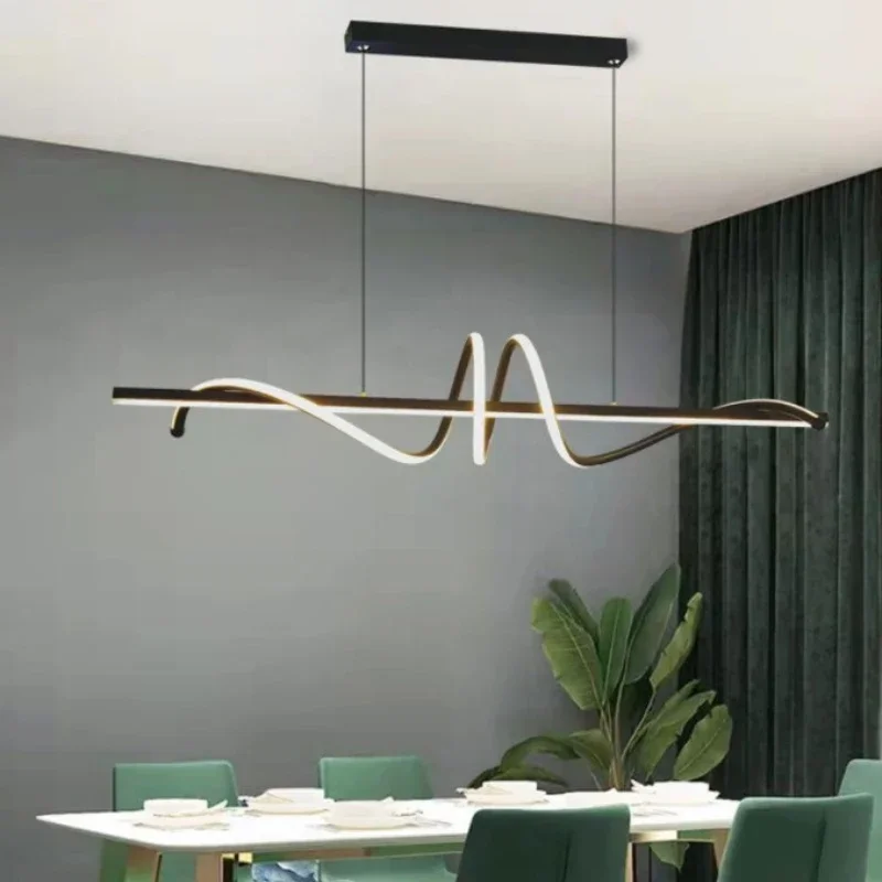 Lámpara colgante Led curvada para escritorio, candelabro de estilo nórdico, moderno, Simple, para cocina, Bar, decoración creativa de armario, accesorio de iluminación, novedad de 2023