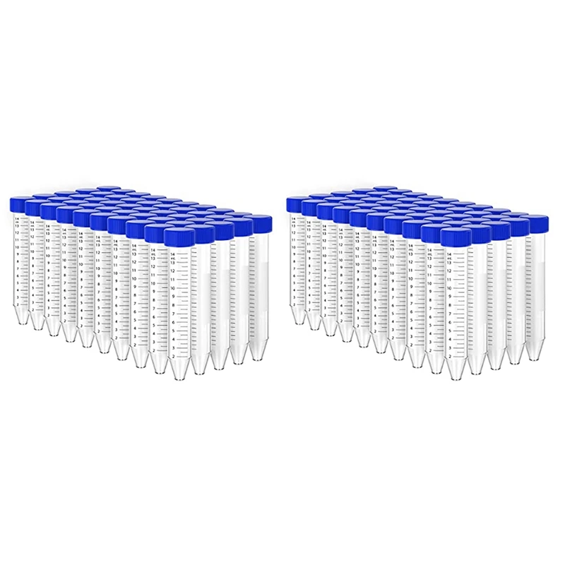 100Pcs Conical Centrifuge Tubes 15Ml With Screw Caps, Graduated And Write Marks Lab Test Container