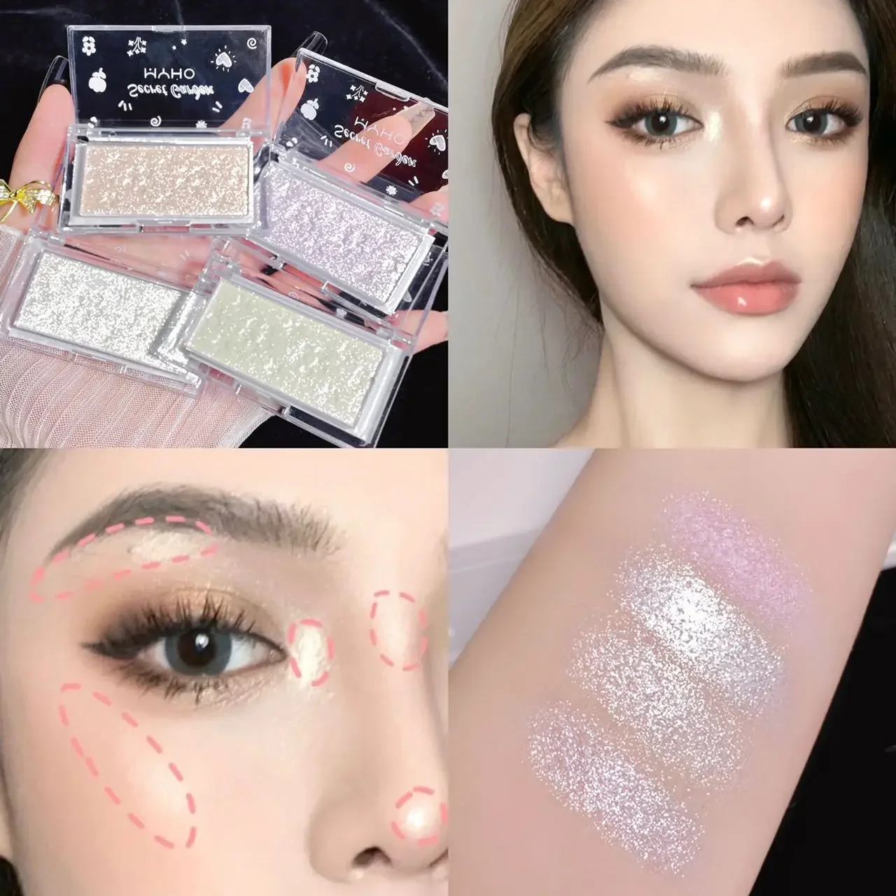 4 Colors Shimmer Glitter Mashed Potatoes Highlighter Shine Highlighter Makeup Gel Face and Body Brighten Glitter Natural Contour