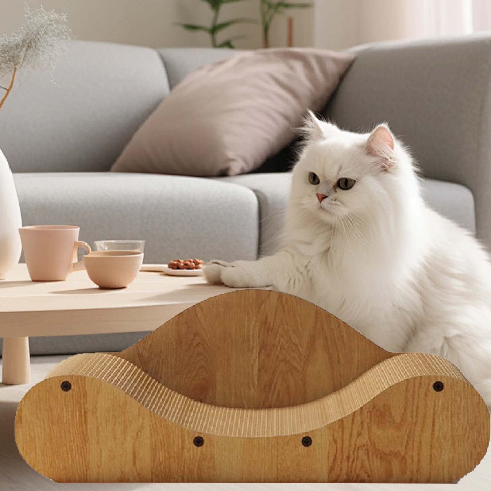 Corrugated Cardboard Cat Scratcher Couch Bed Accessory Furniture Protector Multifunctional Wear Resistant for Indoor Cats