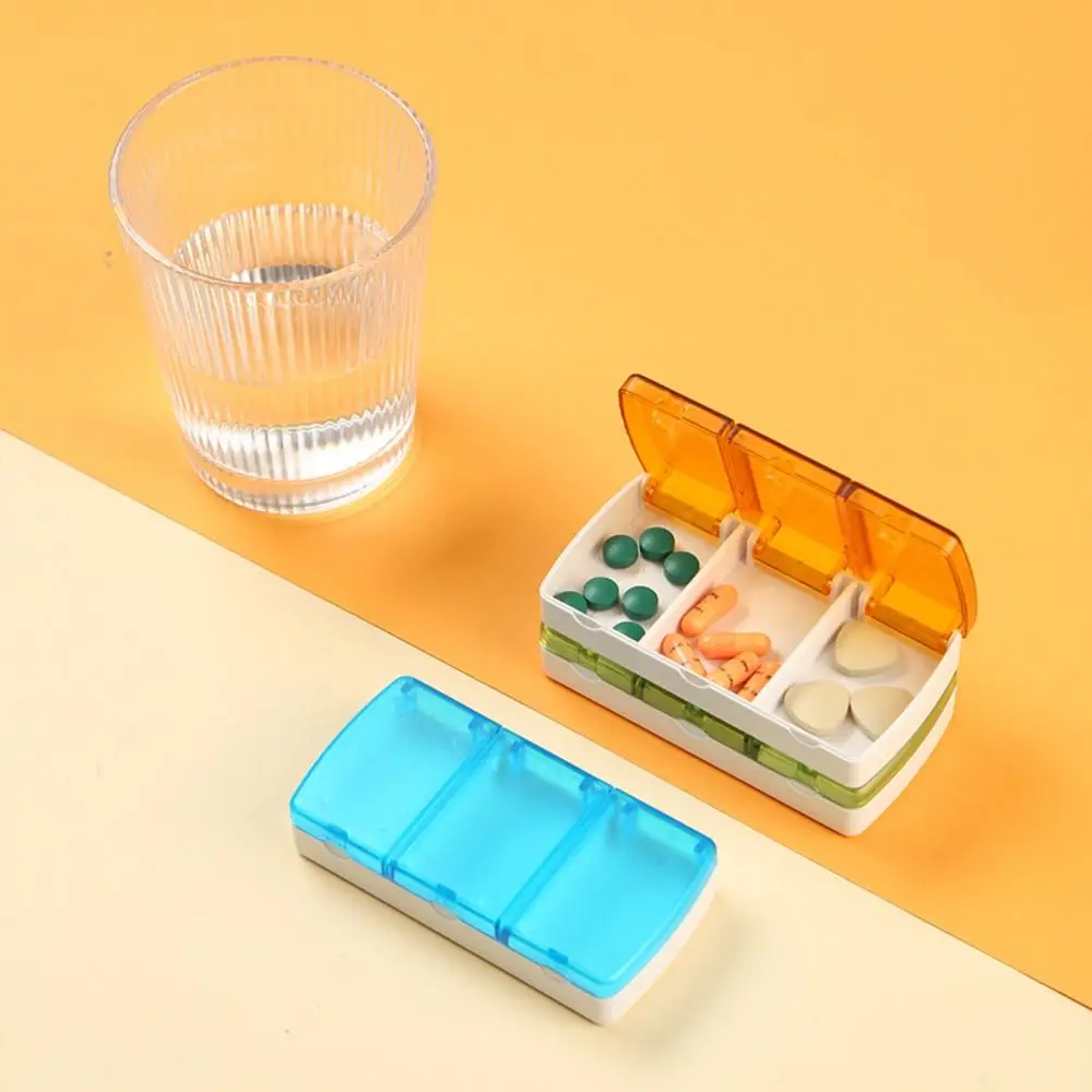 

Portable 3 Grids Medicine Box Creative Organizer Pill Box Multi-purpose Dust Prevention Tablet Splitter Travel