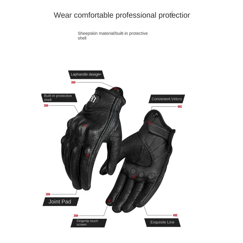 Summer Breathable Moto Motorcycle gear Leather Gloves for Men Women Finger Accessories Motorcross MTB Cycling Protective Glove