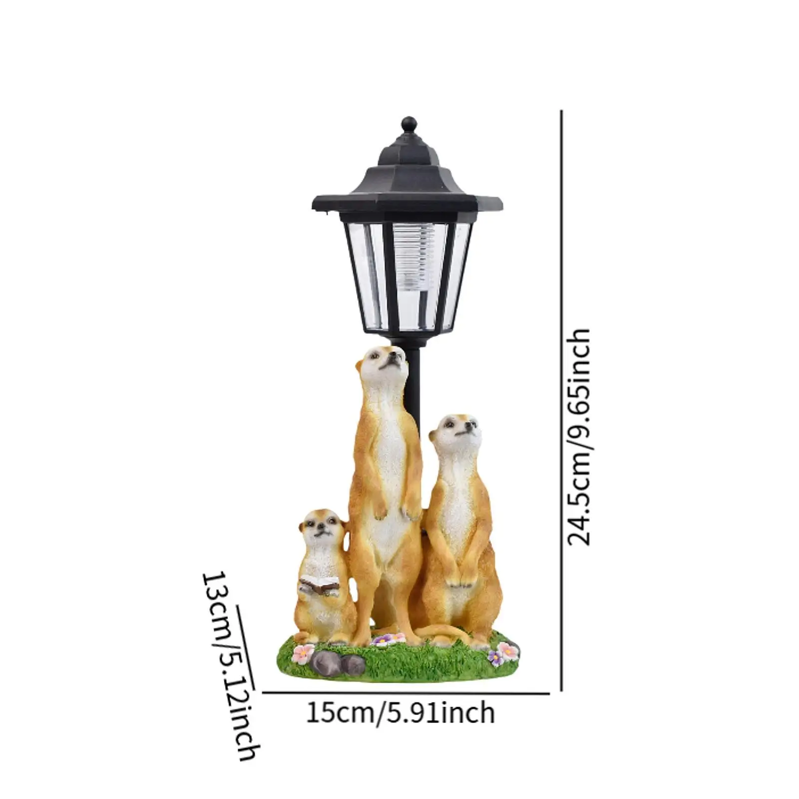 

Decorative Garden Accessories Solar Meerkat Family Sculpture Weatherproof Resin Figurine for Yard Path