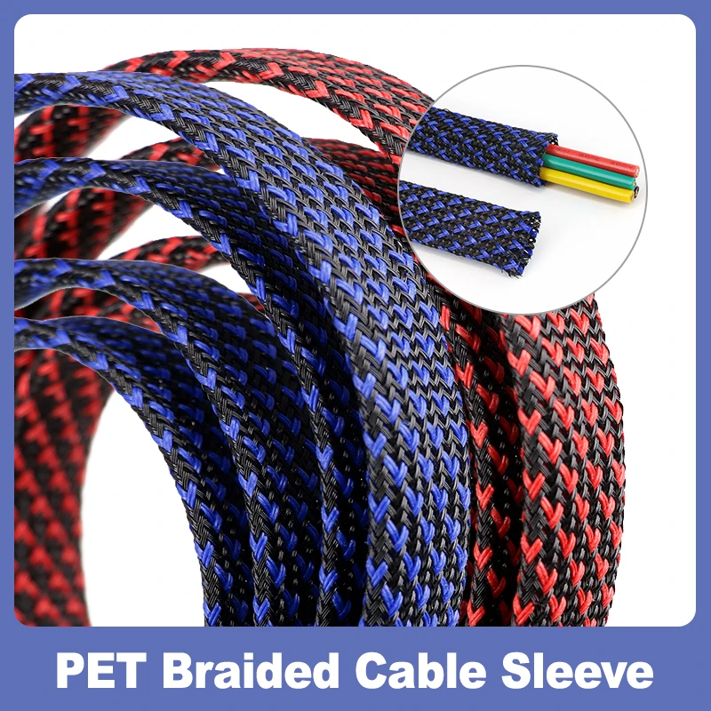 

1m - 100m 2/4/6/8/10/12/14/20/30/50mm Braided Sleeving Wire Wrap Cover Expandable PET Insulated Sheath Protection Cable Sleeve