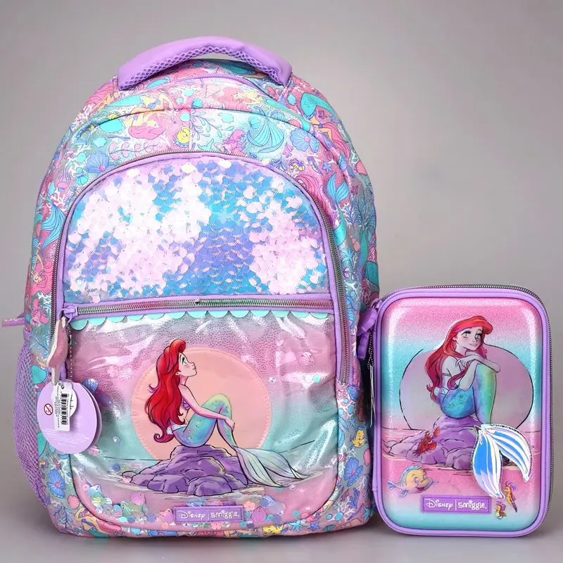 

Genuine Disney Australia Smiggle Mermaid Duffel Bag Kawaii Ariel Ultra-Light Weight Reduction Large Capacity Stationery Set Gift