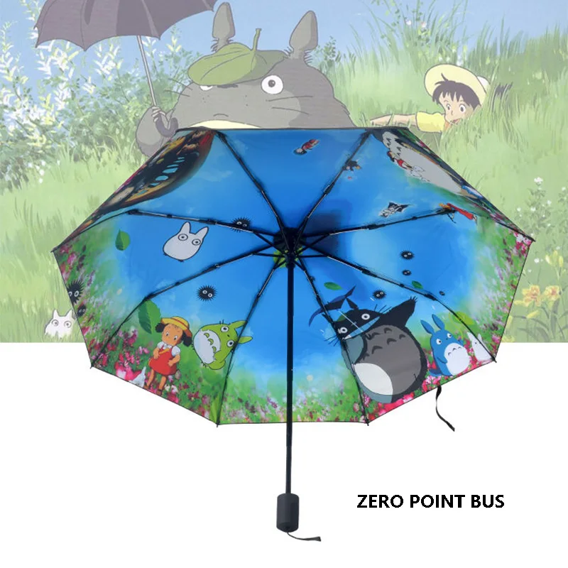 New Kawaii Cartoon Anime My Neighbor Totoro Umbrella Portable Automatic Folding Umbrella Outdoor Sunshade Uv Protection Umbrella