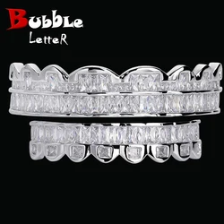 Bubble Letter Baguette Edition Top Model Luxurious Look Teeth Grillz White Gold Plated Hip Hop Jewelry 2023 Drop Shipping Trend