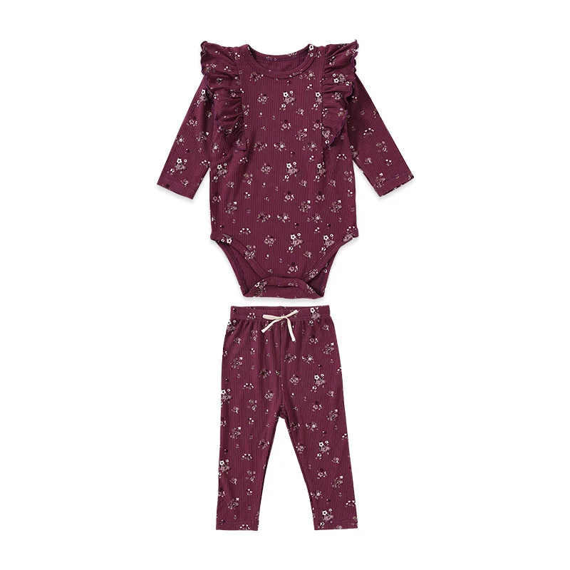 Infant Baby Girls Clothes Suit Foral Cotton Romper + Pants Spring Autumn Toddler Baby Girls Clothing Set