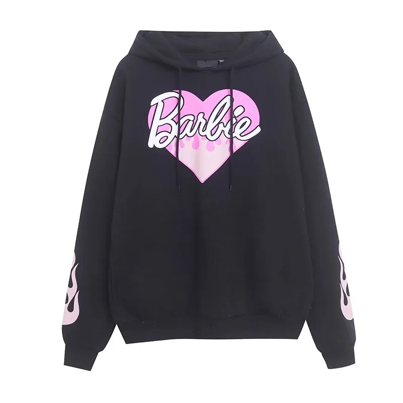 Nova barbie chama amor anime primavera outono moletom com capuz kawaii feminino plus size casual topo meninas casual mangas compridas pulôver