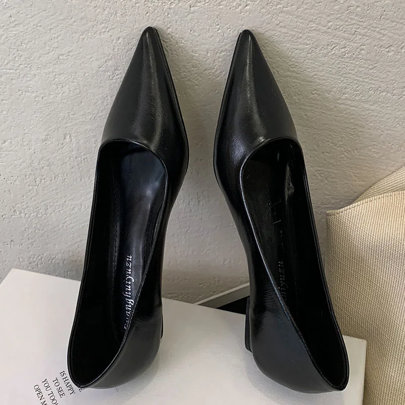 Female Slip On Footwear Pumps Ladies Low Heel Shoes Casual Pointed Toe Fashion Shallow Elegant Women Heeled Shoes Slides