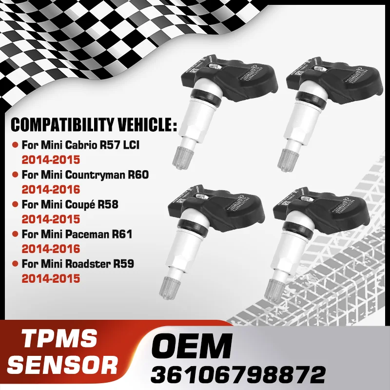 

Tire Pressure Monitoring System For Mini Cabrio R57 LCI Mini Countryman R60 Mini Coupe R58 Mini Paceman R61 Mini Roadster R59