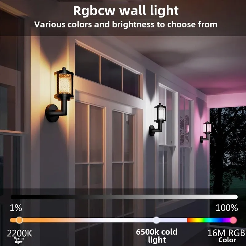 Outdoor Retro Wall Lamp Smart LED Wall Lamp Waterproof Villa Exterior Wall Lighting APP Control Atmosphere