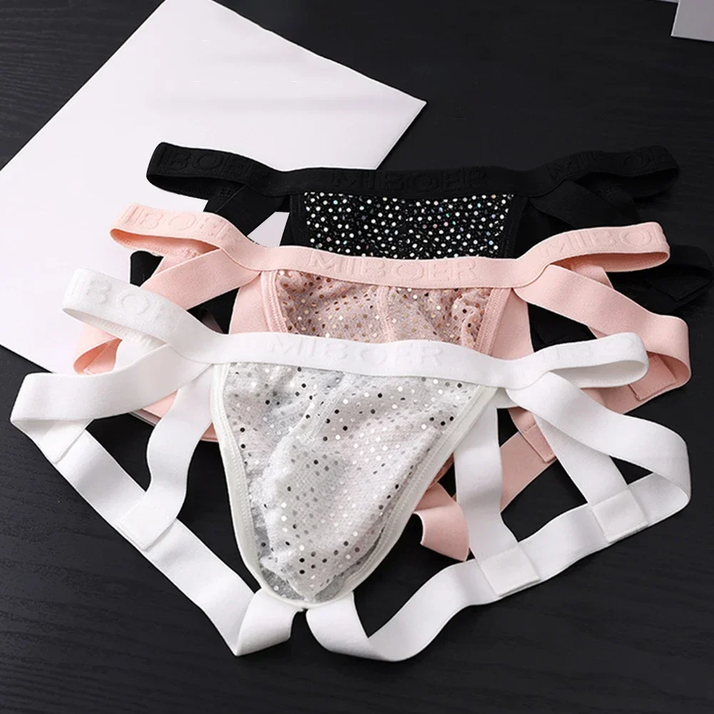

1pc Mens Simple Breathable Mesh Underwear Open Butt Sexy G-Strings U Pouch Thongs Briefs Solid Color Panties Bikini