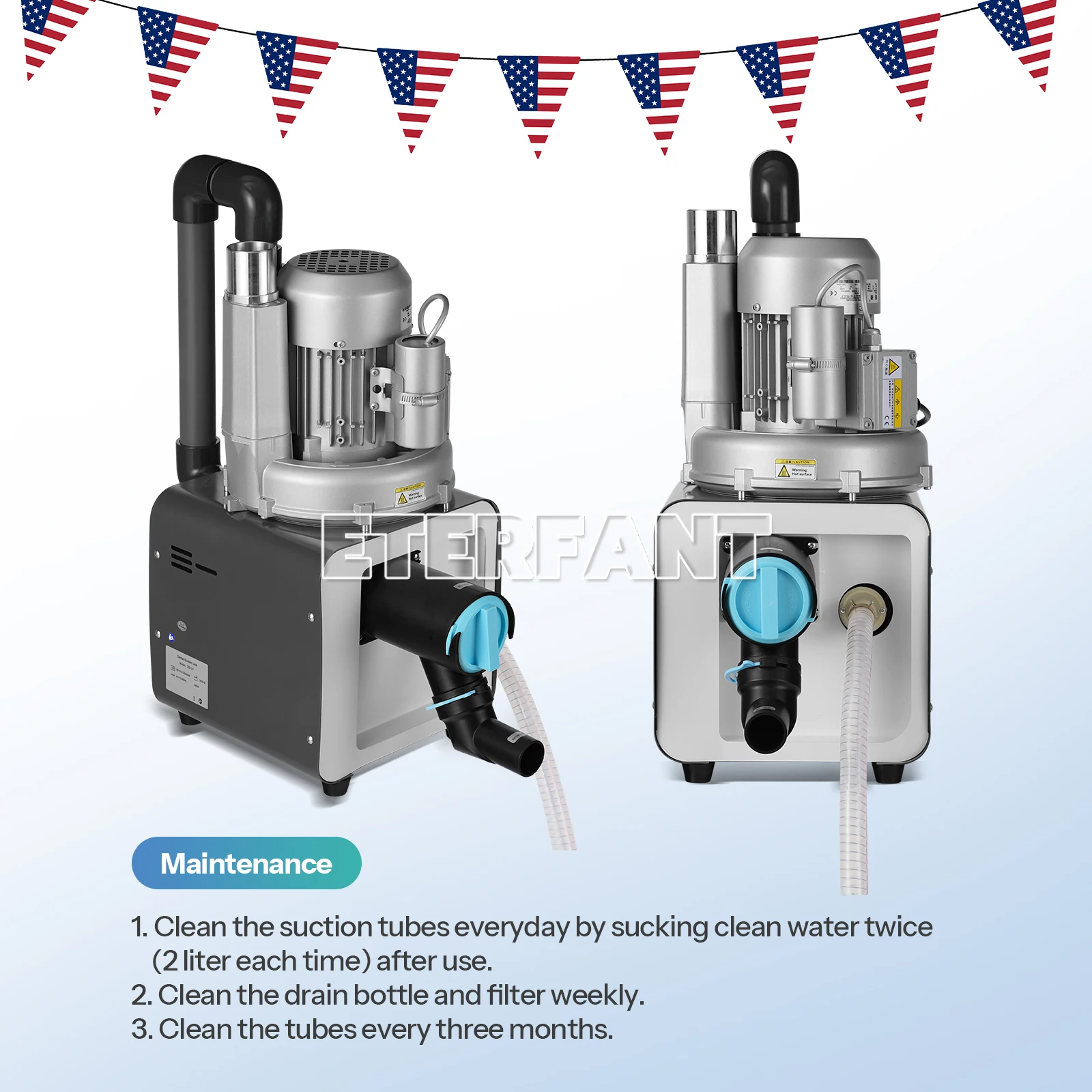Sistema de vácuo elétrico dental da máquina de sucção de101 600l/min, bomba de vácuo, máquina de sucção de frequência variável, tipo semi-seco