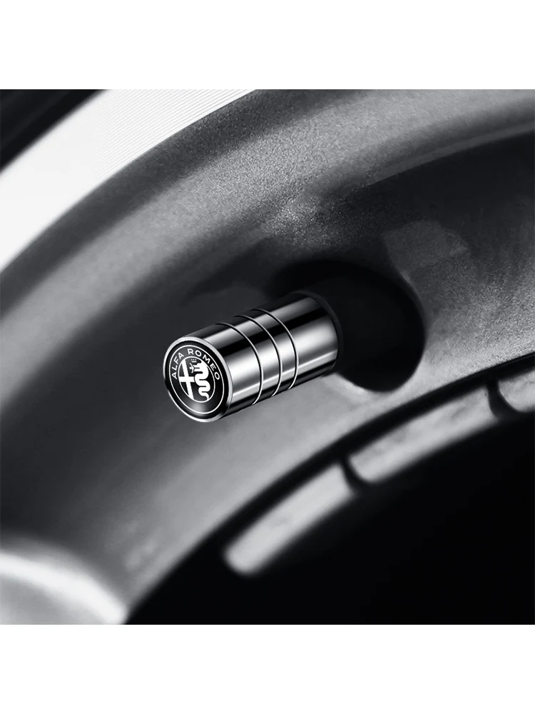 4 pièces de capuchons de valve de pneu de voiture en alliage d'aluminium, accessoires de roue automobile pour Alfa Romeo Giulietta Mito 159 Giulia Stelvio 156 147 Tonale