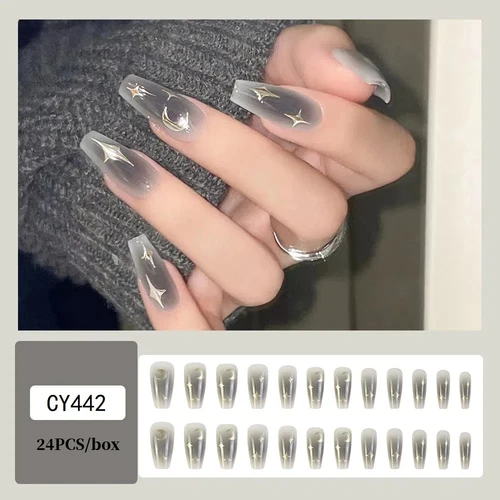 24/30 Uds. De uñas postizas bonitas y juguetonas, diseño francés, prensa fresca y energética en uñas postizas extraíbles