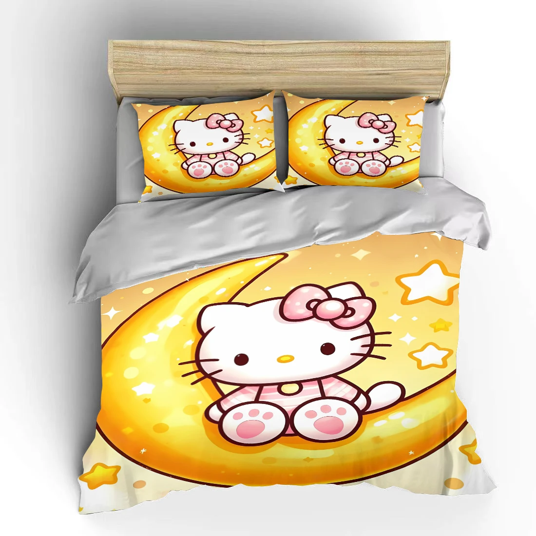 Hello Kitty Cartoon Baby Bedding Set Japanese Children Sanrio 3-częściowy zestaw King Size US Twin Pokrowiec na łóżko dla dorosłych Kołdra do