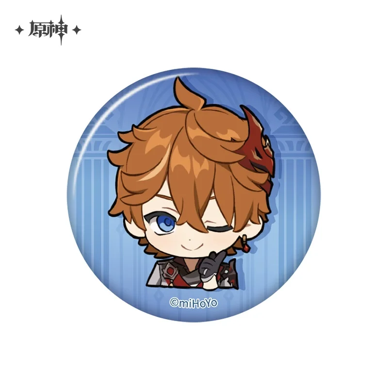 Sunsyea Genshin Impact Officiële Merch miHoYo Originele Authentieke Fatui Q Versie Serie Badge Sleutelhanger Tartaglia Arlecchino