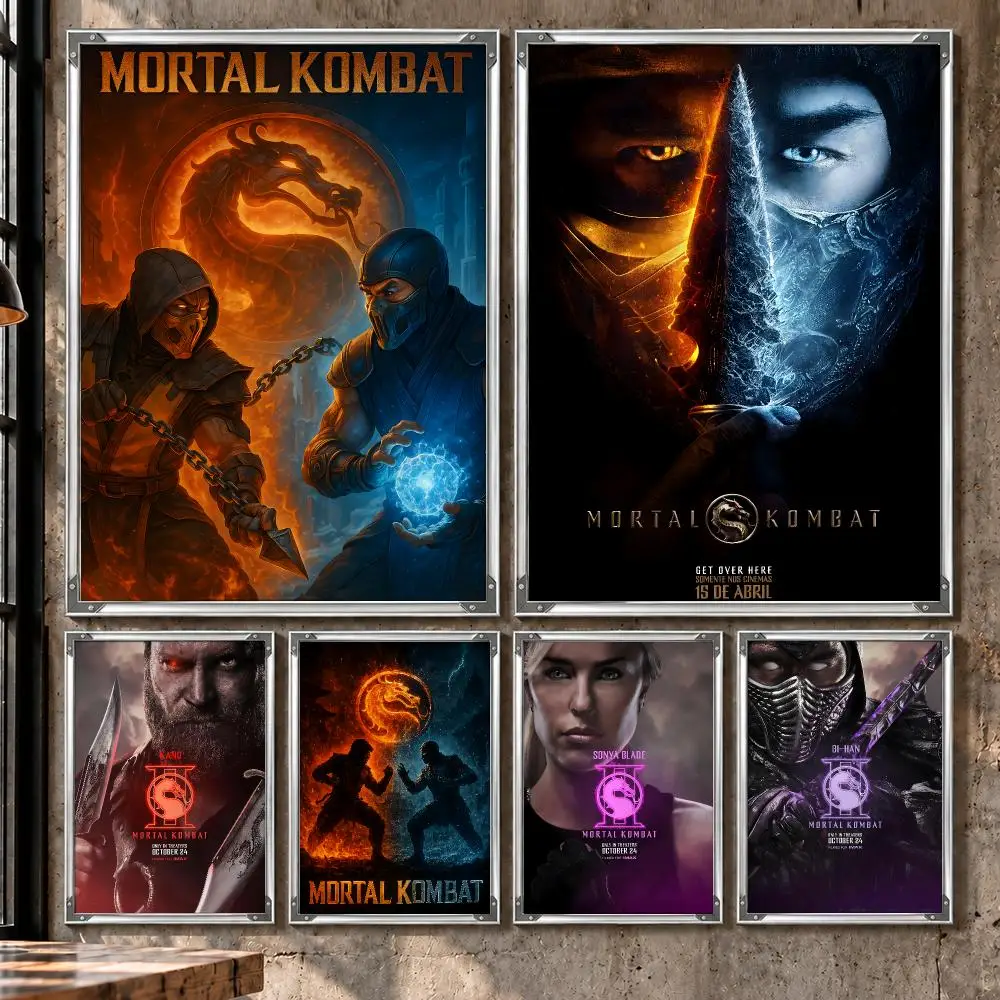 Game Fighting Mortal Kombat Action Poster HD Self-Stick Wall Decor Bedroom Dorm Office Gaming Garage Bathroom Gift