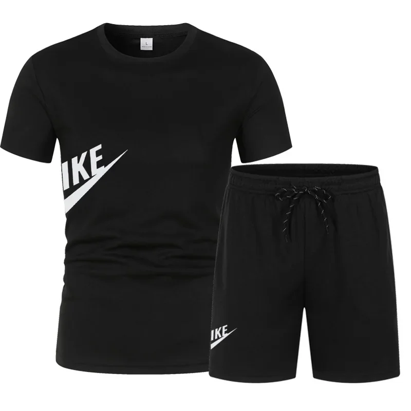 2025 Men's summer T-shirt and shorts set, men's breathable sportswear set, casual and fashionable short-sleeved T-shirt set