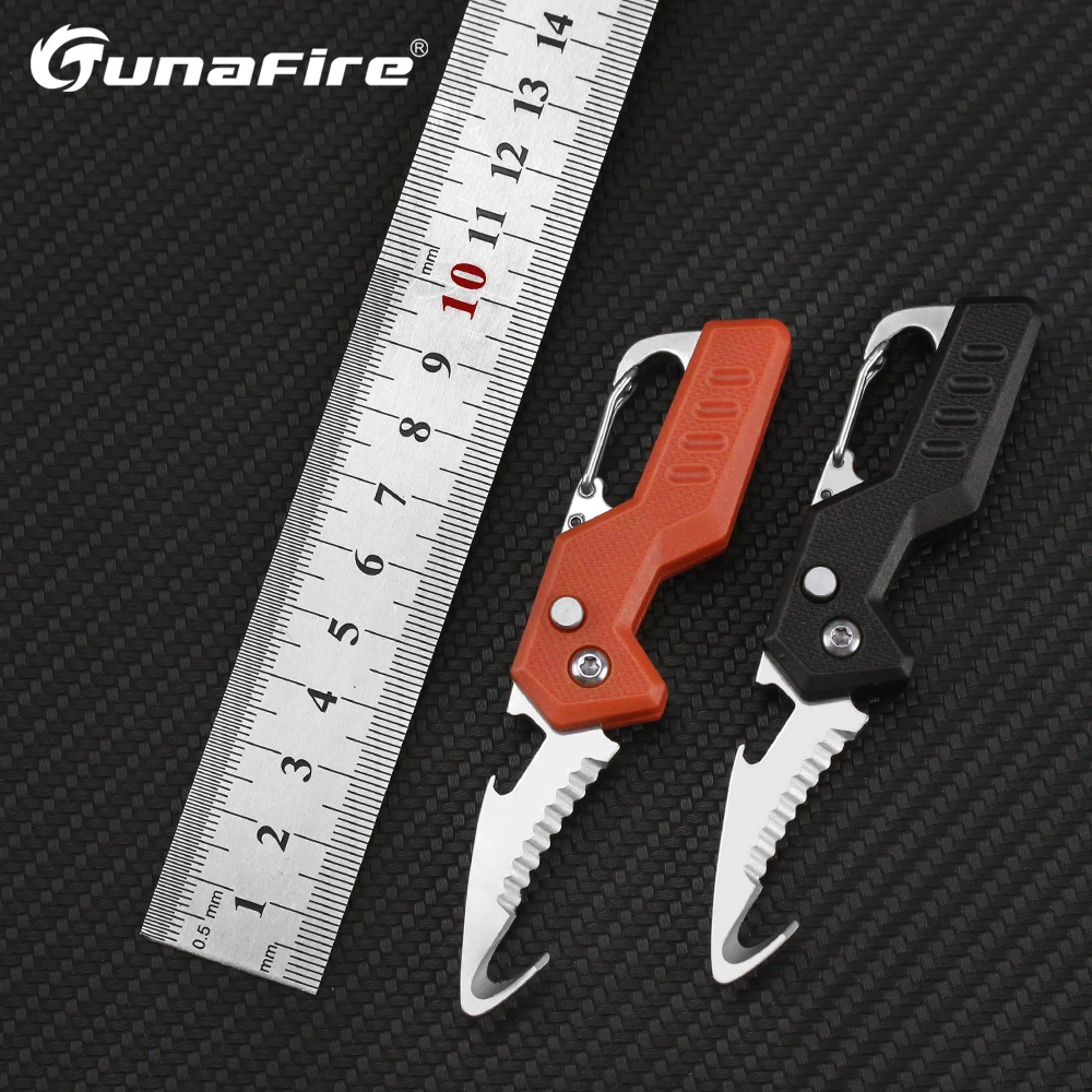 Tunafire Portable Multitools Knives Keychain Serrated Hook Knife Tool Outdoor Survival Camping Multi Folding Knife Box Opener