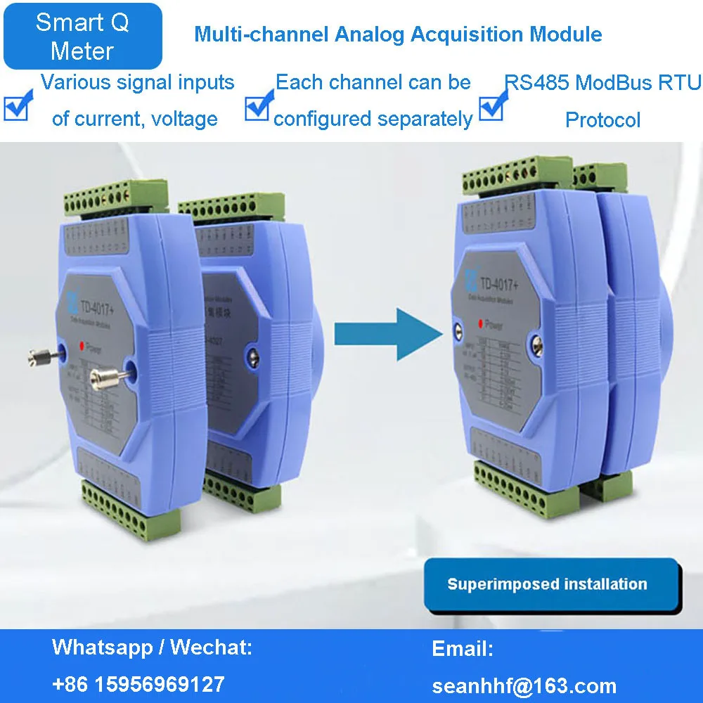 4 8 16 channel intelligent analog input data acquisition module modbus voltage and current signal transmitter independent set