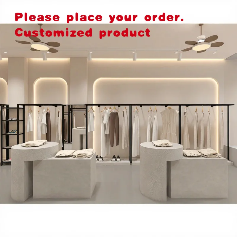custom.High End Clothing Shop Interior Design Counters Clothing Store Women Dress Display Shelves Clothing Store Fixtures