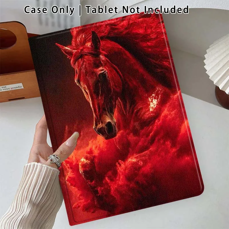 Red Horse Art For Lenovo Xiaoxin Pad Pro Tab M10 K10 Plus 3rd Y700 Gen 11 11.2 11.5 12.7 8.8 Inch Tablet Case