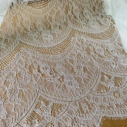 Quality Subtle French Chantilly Lace Fabric 3 Meters Long=1 Piece Off White Black Color for Making Women Dress Eyelash Tissues
