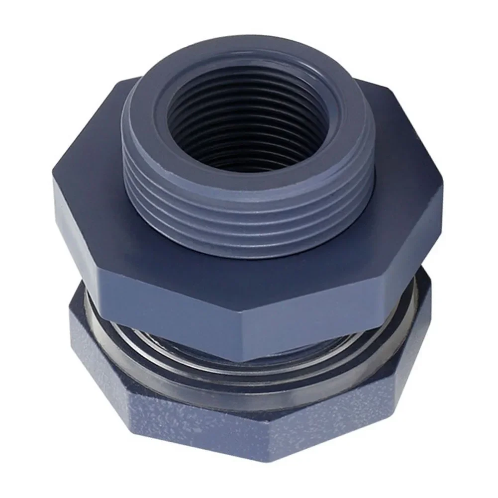 PVC Plastic Internal Thread Bulkhead Accessories 1 Inch, 1.2 Inch, 1.5 Inch, 2 Inch Garden Socket Water Tank Joint