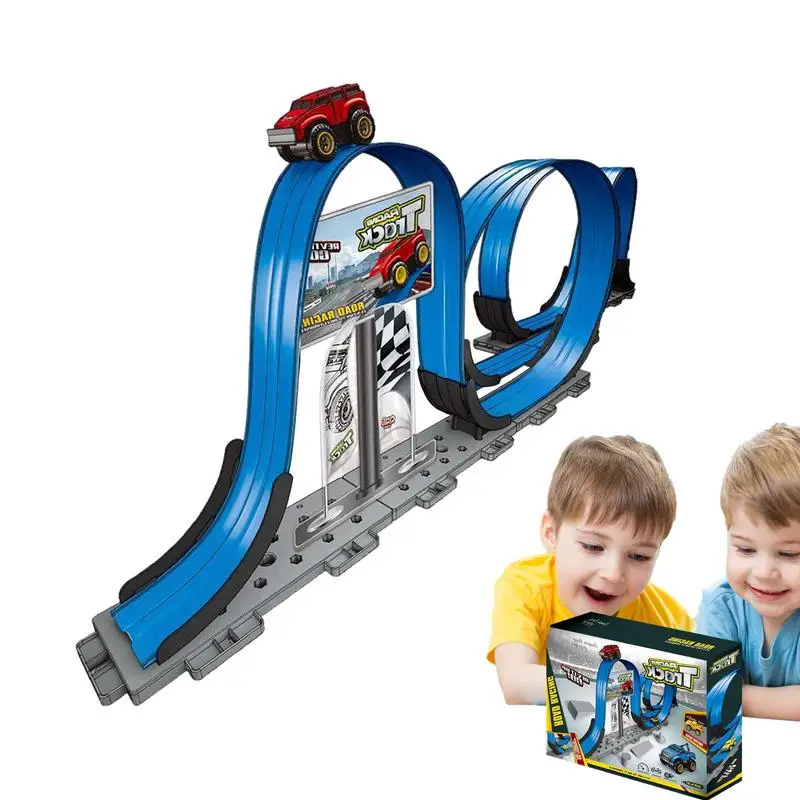 

Slot Car Race Track Sets Educational Toys Flexible Magnetic Track Easy To Assemble Friction Powered Race Track Toy With 2 Cars