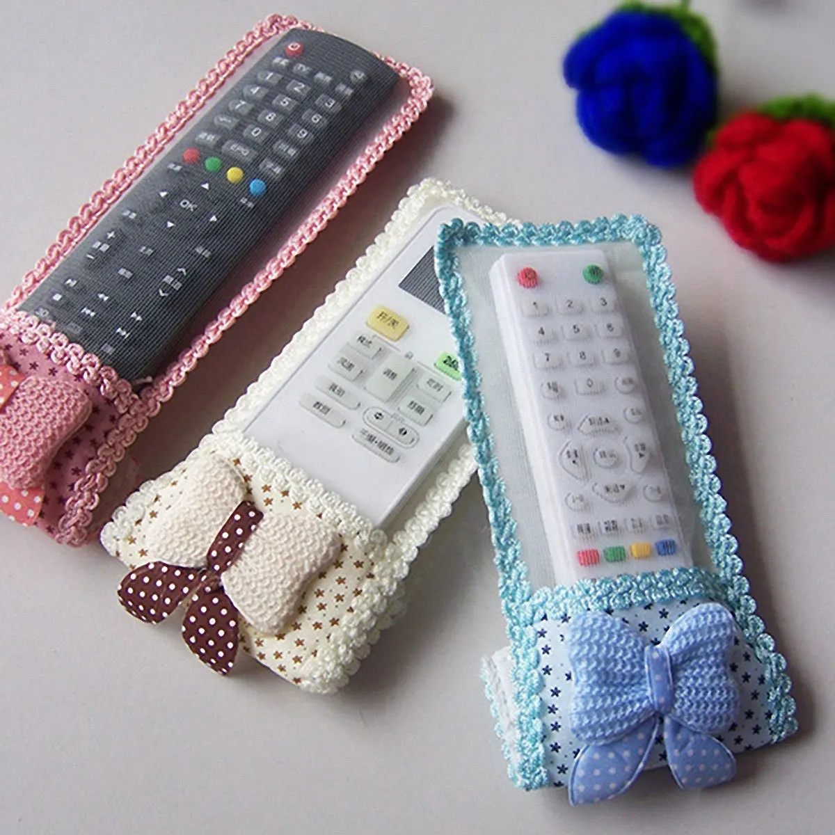 

3Pcs Dustproof Remote Control Covers Lace Bowknot Design Protective Case for Air Conditioner Durable Cover Protective Case