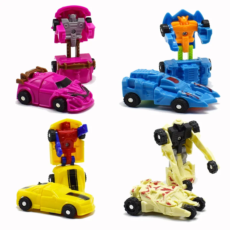 6 Pcs Novelty Funny Mini Deformation Small Car Shape Hundred Change Of Car Robot Children Boys Birthday Gift Car Toys