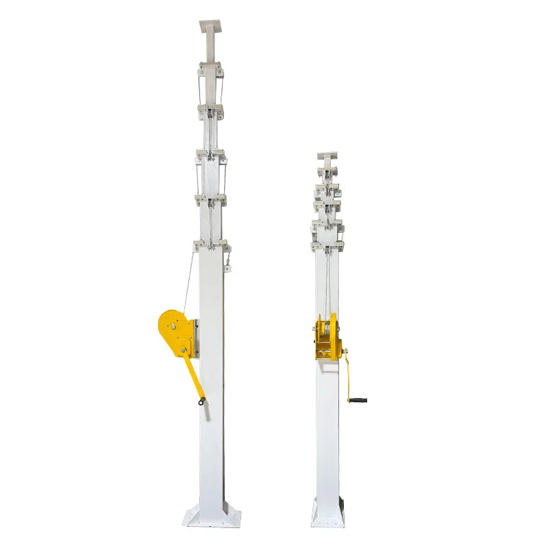 Manual lift 4 meters 6 meters 15 meters antenna telescopic mast monitoring lighting double wire self-standing pole