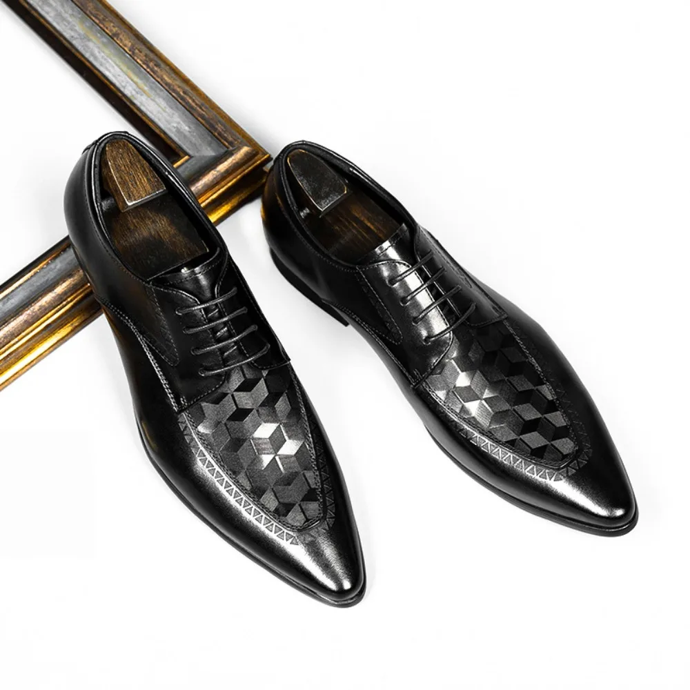 Men Dress Shoes Genuine Leather Leather Shoes Oxford Shoes Male Formal Big Size 37-44 Handsome Men Leather Shoe for Wedding