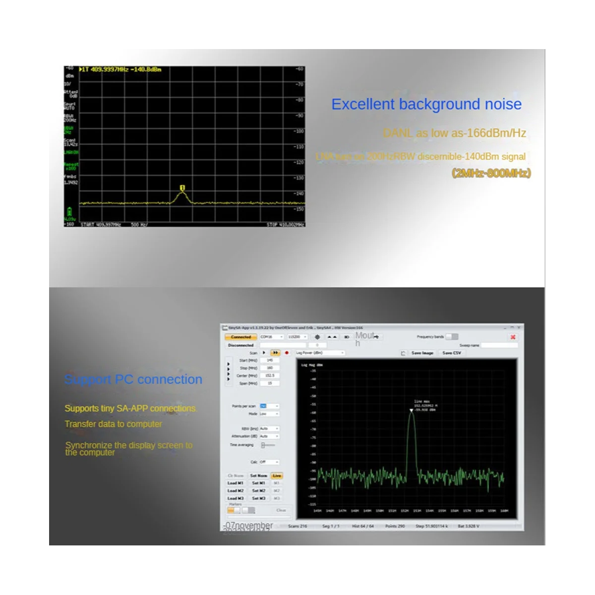 Imagem -02 - Tinysa Ultra Polegada Analisador de Espectro Analisador Portátil Polegada Display com Bateria 100khz a 5.3ghz com Cartão de 32gb Novo