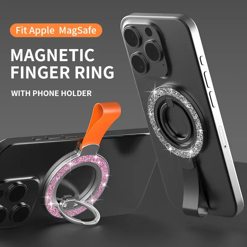 

Magnetic Cell Phone Ring Holder Compatible with iPhone 12 13 14 15 Series MagSafe Removable Cell Phone Grip Kickstand