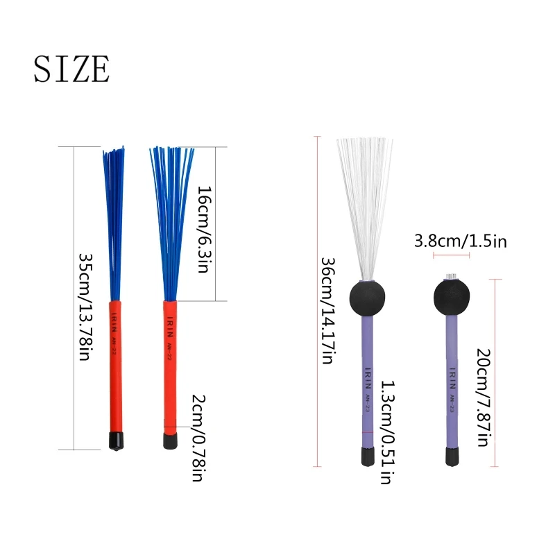 Professional Steel Wire Brush Jazzes Drum Brush with Handle Scalable Drum Brush