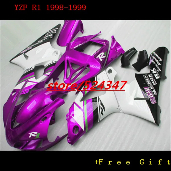 Hey-Lowest price fairings set for  1998 1999 R1 white purple black body kits YZF-R1 98 99 fairing kit for Yamaha