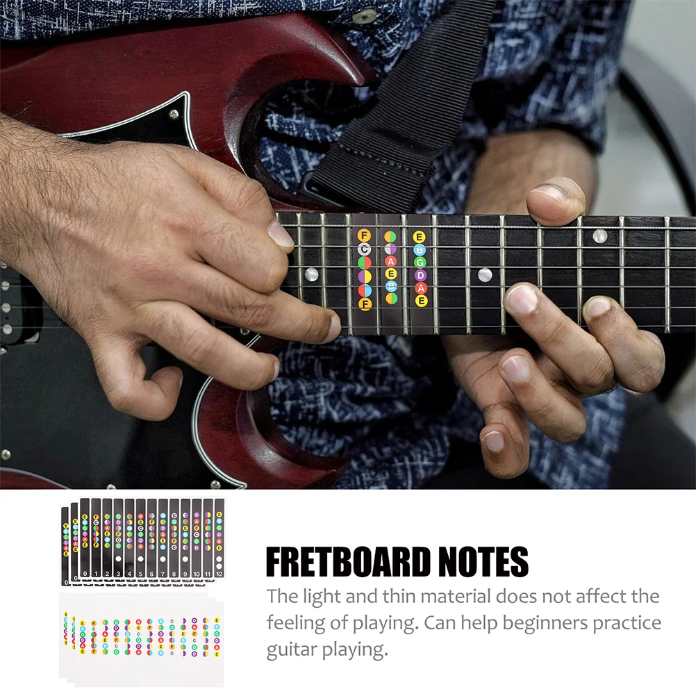 

8 Pcs Fingerboard Stickers Guitar Learning Notes Tool Neck Fretboard Decals Pvc Self-adhesive Tape