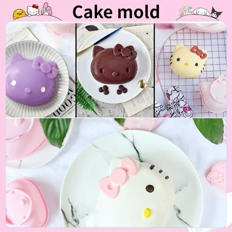 Kawaii Hello Kitty Silicone Mold Anime kt cute Pastry Bread Chocolate Making Mould Cartoon DIY Cake Decor Dessert Baking Tools