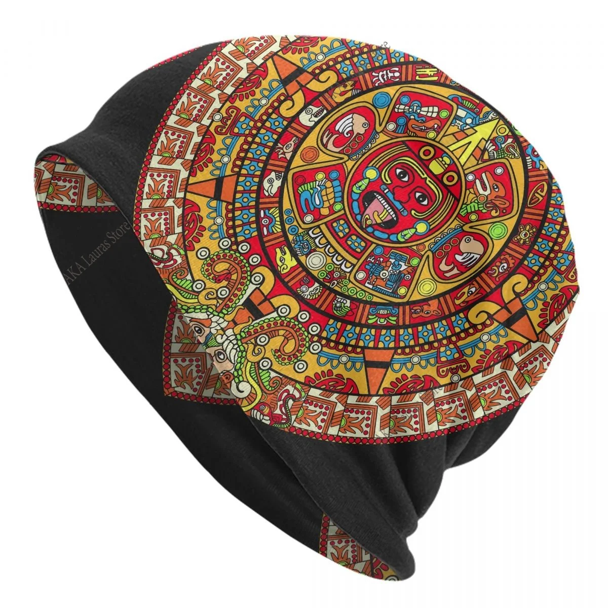 Aztec Ethnic Unisex Bonnet Winter Outdoor Double Layer Thin Hats For Men Women