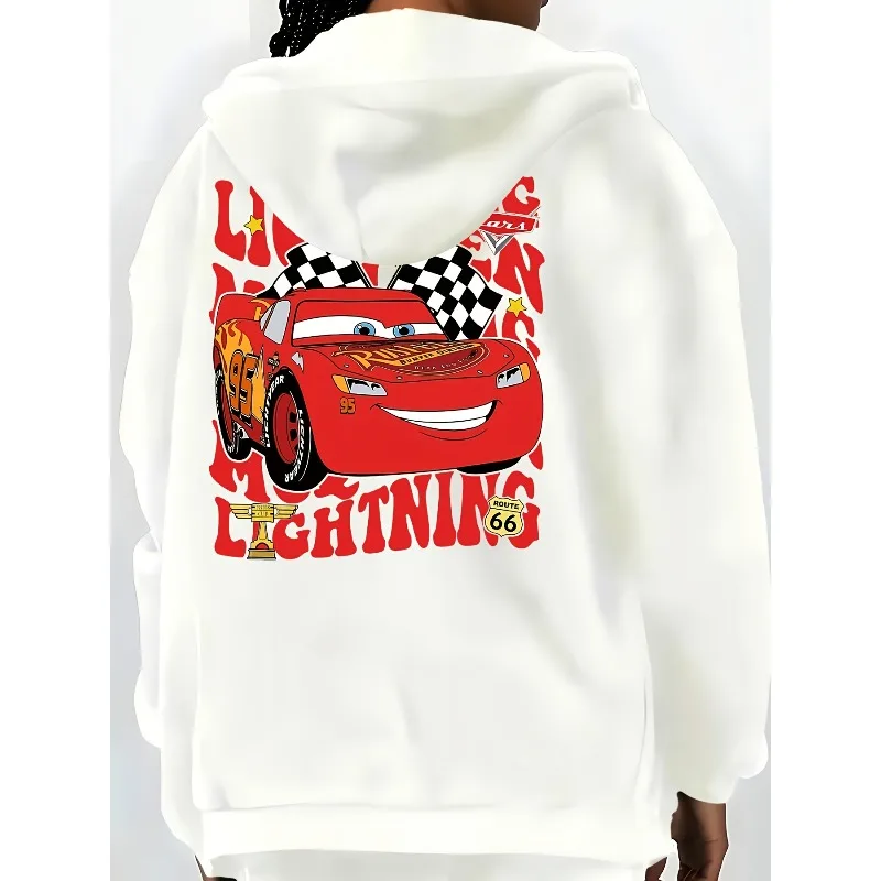 Disney Car Lightning McQueen dameshoodie met rits herfst/winter nieuwe casual losse heren- en damesstraatkleding