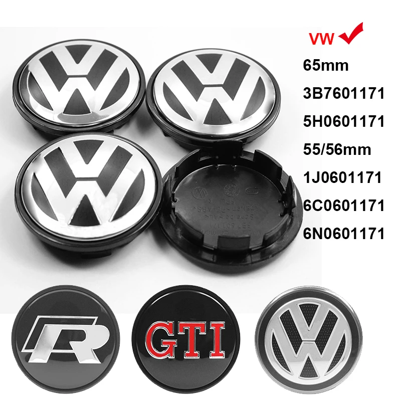 4pcs 55mm 56mm 65mm Car Styling Wheel Center Cap Hub Covers Badge Accessories For VW Volkswagen Golf 3B7601171 1J0601171